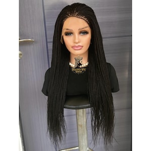 28&quot; Micro Twist Braided Wig Full Lace, Lightweight, Custom Color