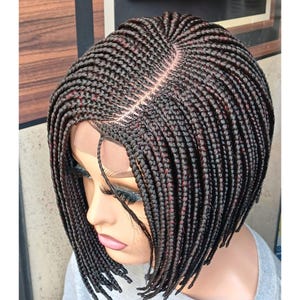 Peruka BOB Box Braid dla czarnoskórych kobiet na peruce z koronki 2x6, ręcznie robiona, bezklejowa, personalizowana, z włoskami baby hair lub bez