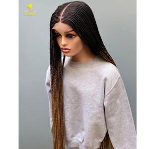 Perruque tresse cornrow box sur dentelle 2 x 6, style peul, poils de bébé
