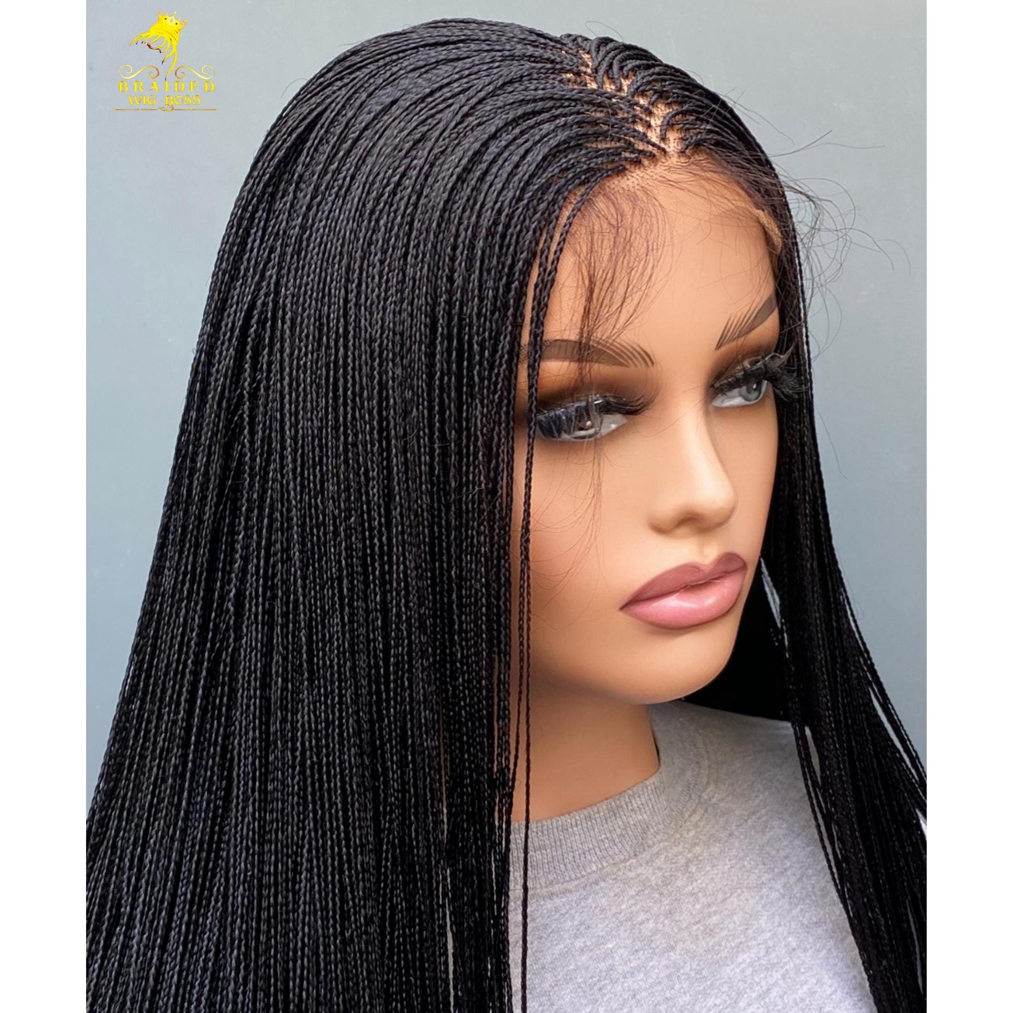 Micro Braid Wig – Handmade Swiss Full Lace Braided Wig for Black Women ...