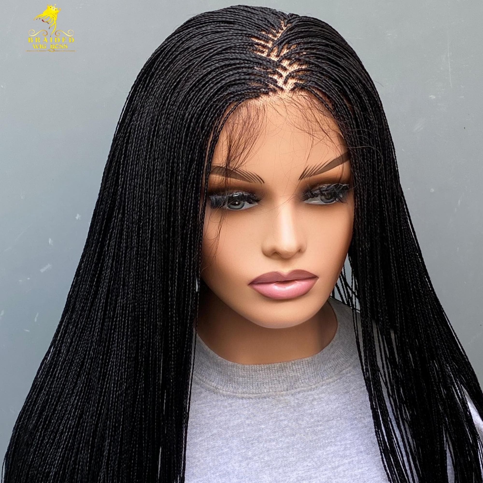 Micro Braid Wig – Handmade Swiss Full Lace Braided Wig for Black Women ...