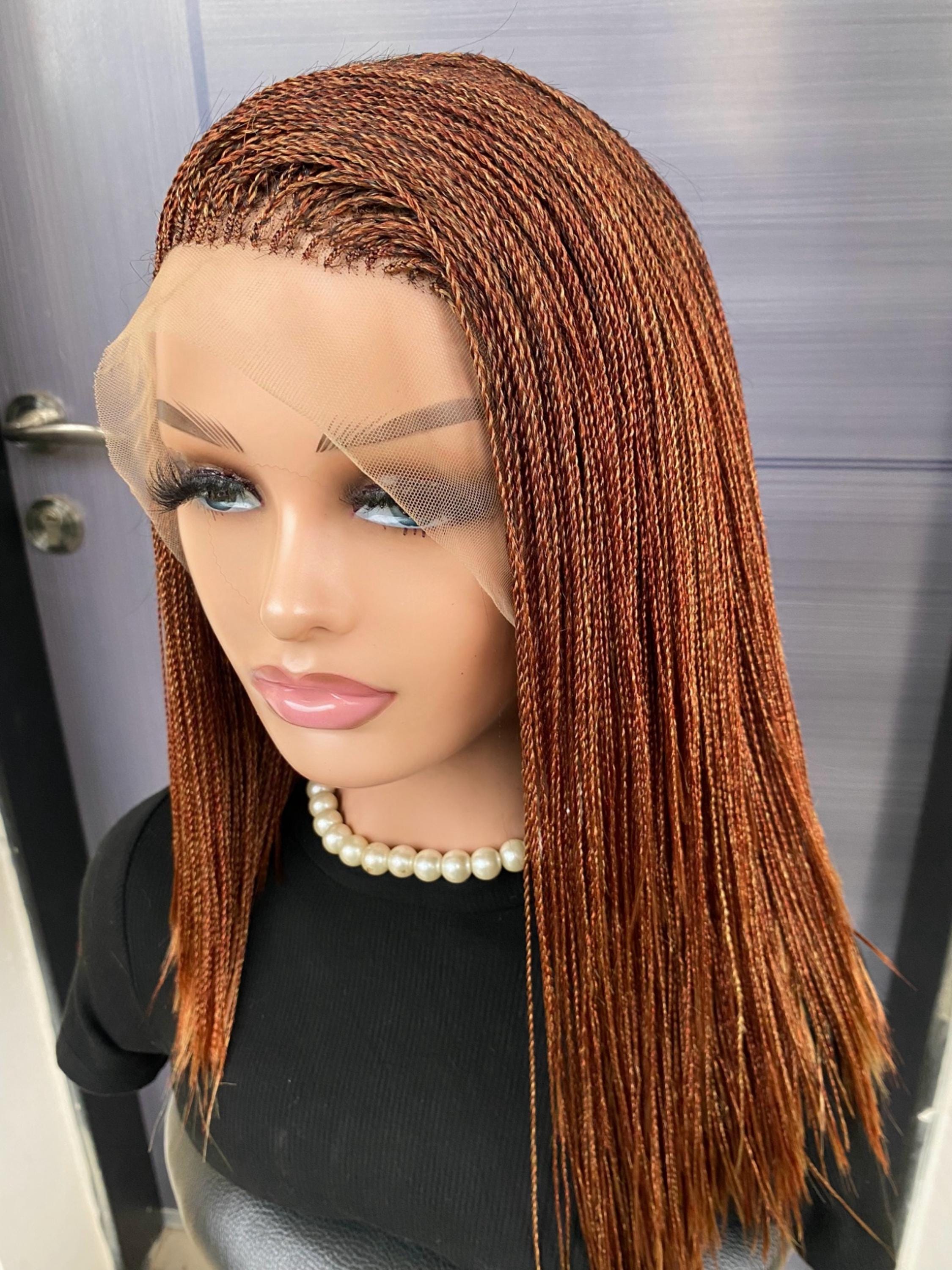 Short Micro Twist Wig - Custom Color Full Lace Braided Wig for Black Women, Handmade Lightweight Glueless Protective Style, Natural Look
