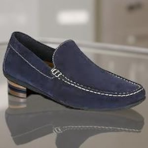 Handmade Blue Suede Leather Loafers Driving Casual Shoes For Men