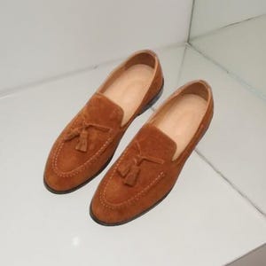 Men&#39;s Handmade Faux Suede Leather Slip on Loafers  Dress Shoes
