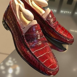 Tailormade Original Red Leather Moccasin Loafers Dress Shoes For Men