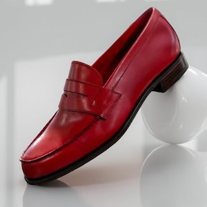 Handmade Men&#39;s Real Leather Penny Loafers Shoes