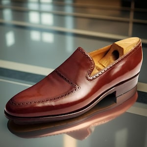 Handmade Brown Leather Moccasin Dress Shoes For Men