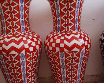 Moroccan Ceramic Vase - Handmade Flower Vase from Fez - Large Floor Vase - Zellige Pottery - Tall Decorative Vase - Unique Boho Home Decor