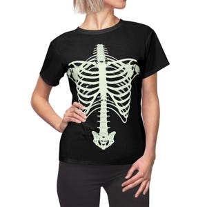 Skeleton Ribcage T-Shirt, Spooky Halloween Costume Top