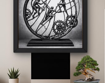Steampunk Gear Circle Printable Wall Art: Industrial Sci-Fi Decor (Digital Download)