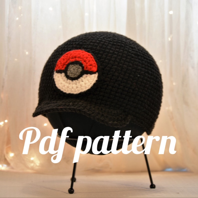 Pokemon Ball Beanie with Bill Crochet PDF Pattern image 1