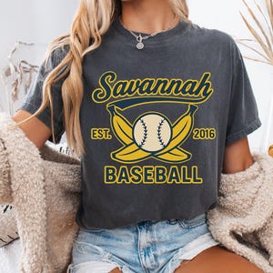 Retro Savannah Baseball T-shirt, Vintage Soft Tee, Unisex Comfort Colors Shirt, Banana fan gift, Summer Sports Top