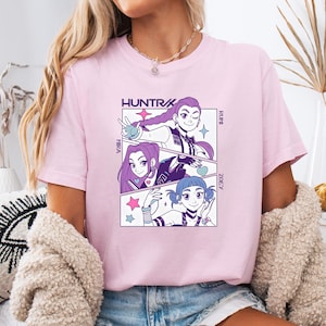 Kpop Demon Hunters T-shirt Gift For Woman,Jinu Manga Shirt,Kpop Huntrix Pin,Demon Hunter Merch,Saja Girls Fan Poster, Kpop Shirt