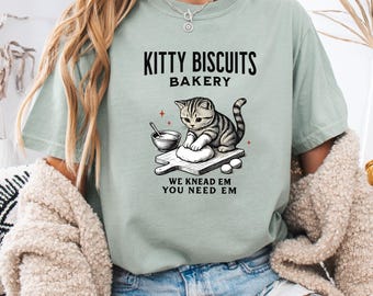Camiseta divertida de panadería de galletas de gatitos, camiseta para dueños de gatos