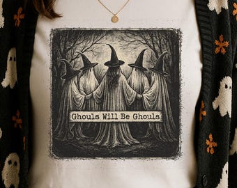 Girls Will Be Girls-shirt, vintage Halloween-graphic T-shirt voor vrouwen, grillige kleding, Gilmore Ghoul, The Golden Ghouls, Witches Night Out