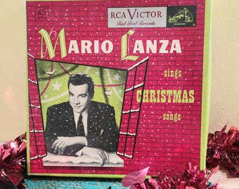 Vintage 1951 Christmas Records Mario Lanza Collectible Set of 4 45 RPM RCA Victor Red Seal Records