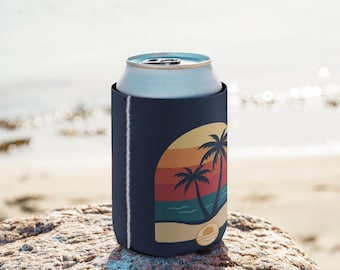 Sunkiss Mood Can Coozie | Navy Blue Beach Coozie | Minimalist Coastal Drink Holder