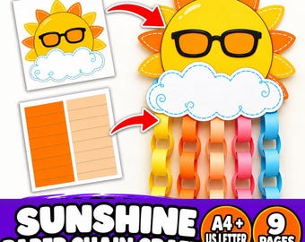 Sunshine Paper Chain Craft Printable | Cut and Paste Sun Craft | Summer Classroom Activity