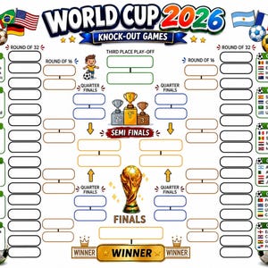 World Cup 2026 Printable Tracker | Group Stage & Knockout Bracket | Soccer Tournament Chart | Color and Black and White Versions