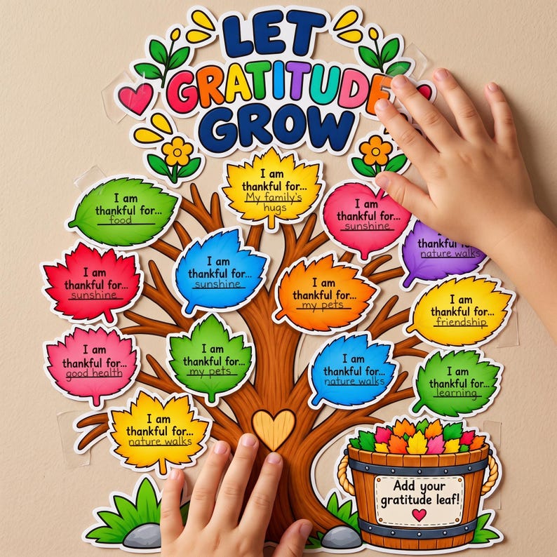 Thanksgiving Gratitude Tree Printable, Thankful Leaves Activity, Let ...