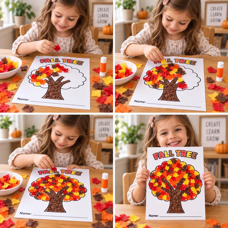 Fall Tree Craft for Kids, Autumn Tree Craft, Tissue Paper Craft, Fall ...