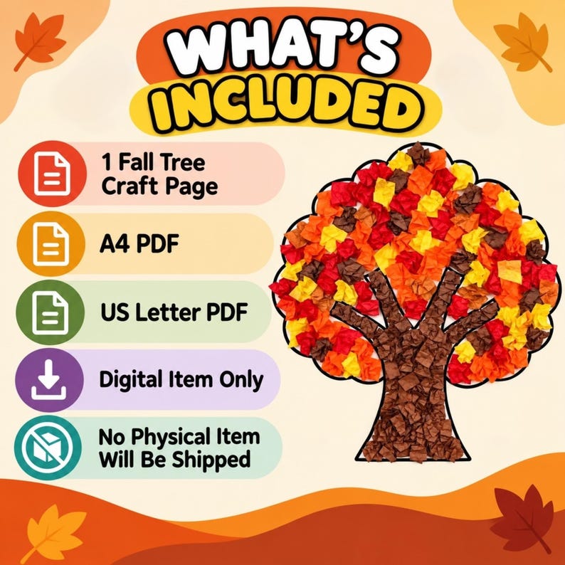 Fall Tree Craft for Kids, Autumn Tree Craft, Tissue Paper Craft, Fall ...