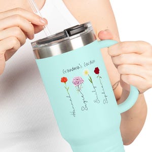 Personalized Birth Month Flower Tumbler: 40oz Stainless Steel Mom Gift