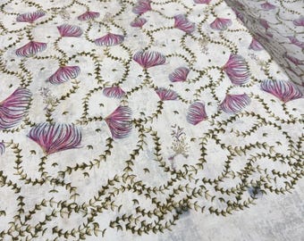 Floral 100% Viscose Fabric Silky Poplin by the Yard Lightweight Width 1.50m 59 in