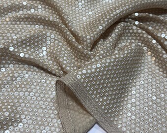 Double Layer Luxury Sequin Mesh Fabric by the Yard, Structured Sparkly Fabric for EveningWear & Dresses
