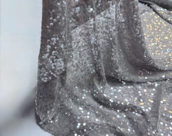 Italian Sequin Mesh Textile, Stretchy Fabric by the Yard, Sheer Sparkly for Dresses & Evening Wear