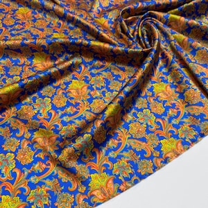 Italian floral silk satin stretch 93% silk width 1.35meter 53 in