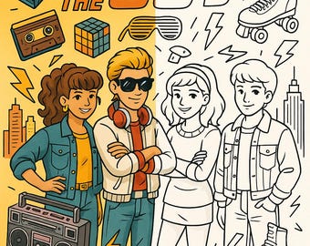 Zurück in die 80er Jahre Retro Malbuch