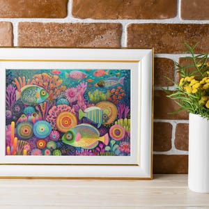 Vibrant Abstract Underwater Scene With Diverse Marine Life