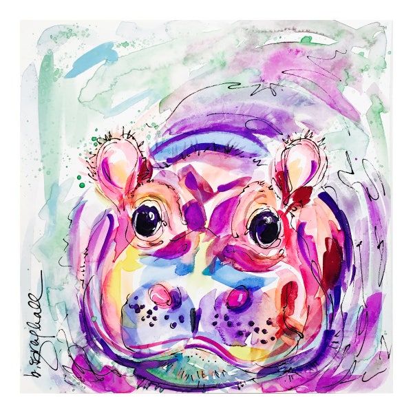 Watercolor - America's Favorite Hippo!