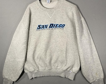 Sudadera vintage de San Diego para nadar y bucear, color gris, talla XL