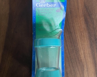New Gerber Mealtime Grow With Me Training Cup System Green 1993 Vintage