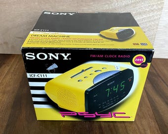 Sony Dream Machine Psyc ISF-C111 FM AM Uhr Radiowecker Zest Gelb New Vintage