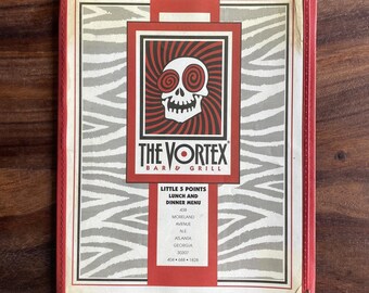 Menú del restaurante Vortex Bar & Grill en Atlanta, Georgia (edición de 1996)