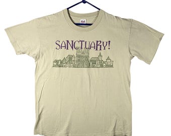 Camiseta vintage de Walt Disney Sanctuary, El Jorobado, Notre Dame, reparto de la película, EE. UU., XL