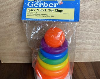 New Gerber Stack 'N Rock Toy Rings Baby Toy 1991 Vintage
