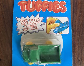 Vintage Tuffies Truck Car Toy Green Soft Flexible Plastic Fishel Toys New