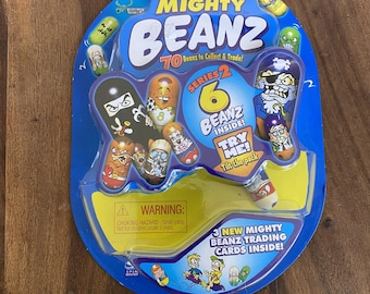 Nuevo juguete coleccionable Mighty Beanz Serie 2 con 6 Beanz / 3 tarjetas - Jock #62 Bean