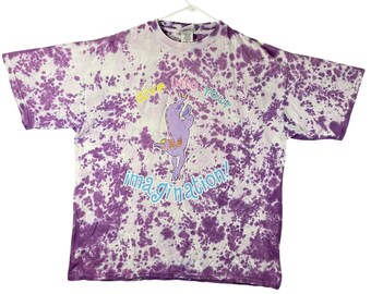 Vintage Walt Disney World Figment Imagination Dragon Purple Tie Dye Shirt XL