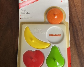 New The First Years Fruit Peg Puzzle Plastic Kids Toddler Toy 1992 Vintage