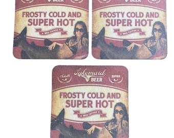 3 Cervezas Lakemaid Vintage Cerveza Schells Cervecería Rapala Posavasos Miss Catfish Pescadores