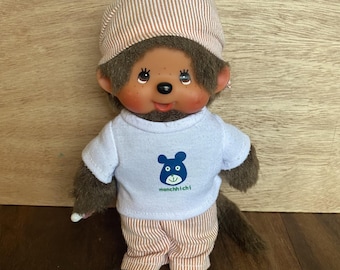 Vintage Monchhichi Sekiguchi Striped Pajama Boy Plush 7" Doll