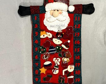 Vintage Countdown To Christmas Advent Calendar Handmade Santa Holiday Decor