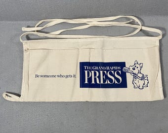 Delantal de lona con corbata y cinturón de herramientas del periódico Grand Rapids Press News (modelo antiguo)