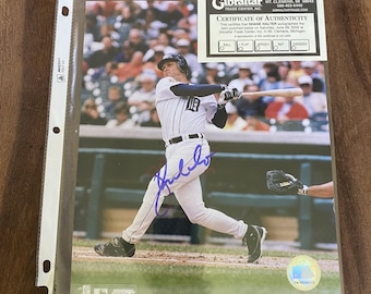 Fotografía autografiada de 8 x 10 pulgadas de Shane Halter, jugador de los Detroit Tigers, con certificado de autenticidad.