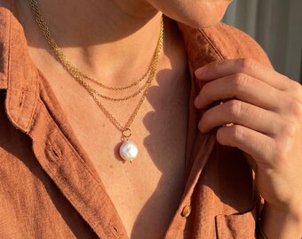 PEARL CIRCLE - Barockperlen Kette vergoldet – handgemacht & bedeutungsvoll | Achtsamer Schmuck aus Süßwasserperle | Geschenk für Frauen